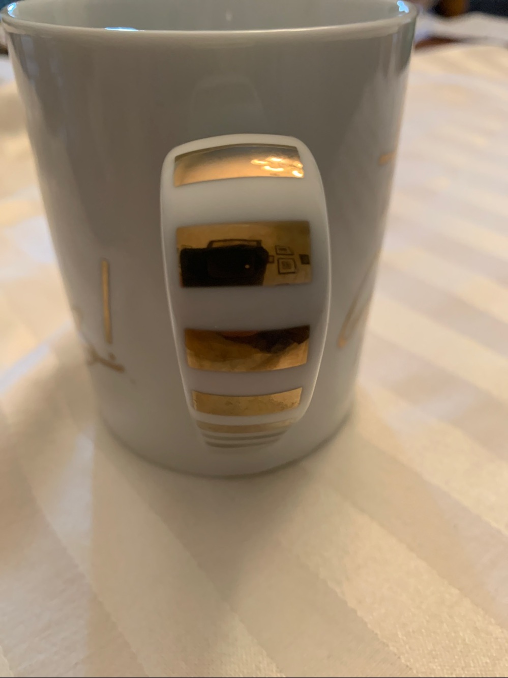 “Hello Gorgeous” White Ceramic Mug with Gold Script - Picture 3 of 4